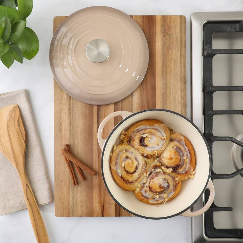 Gibson Home 2.65 Qt Enameled Cast Iron Dutch Oven Pot with Lid - Round, Ideal for Bread Baking & Stews