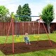 preview thumbnail 8 of 6, Outsunny Metal Swing Set with Glider, Two Swing Seats and Adjustable Height, Outdoor Heavy Duty A-Frame - Multicolor