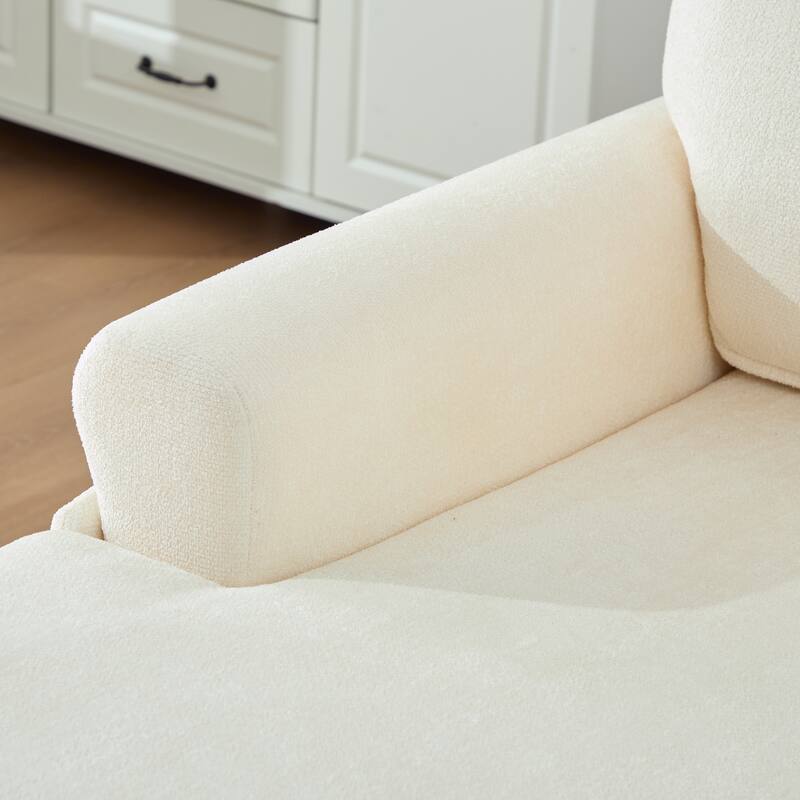 Chenille Fabric Chaise Lounge Arm Chair, Single Sofa Chair Sleeper Recliner