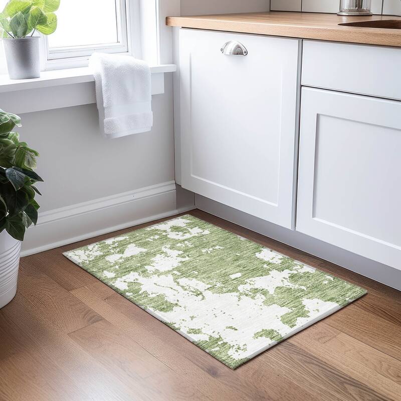 Machine Washable Indoor/ Outdoor Chantille Abstract Rug