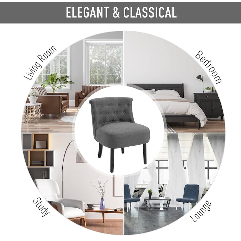 HomCom Modern Accent Leisure Armless Slipper Upholstered Lounge Chair with Large Comfortable Surface & Wooden Legs