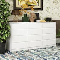 12 Drawer Dresser for Bedroom with Deep Drawers Large Floor Wood Chest ...