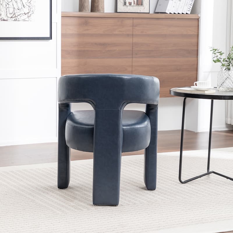 SEYNAR Modern Glam PU Leather Upholstered Dining Chair, Open-Back Accent Chair