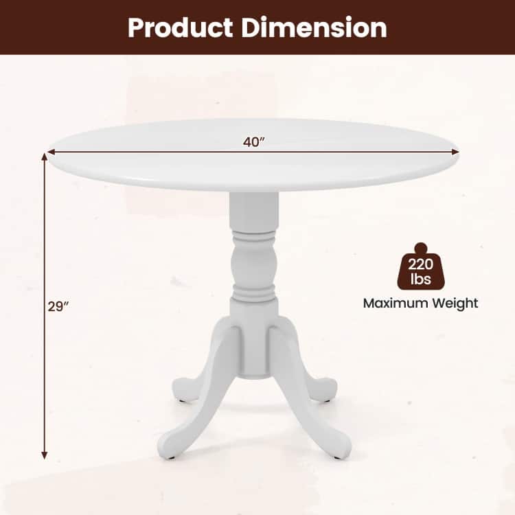 Wooden Dining Table with Round Tabletop and Curved Trestle Legs - 39.37" x 39.37" x 28.74"