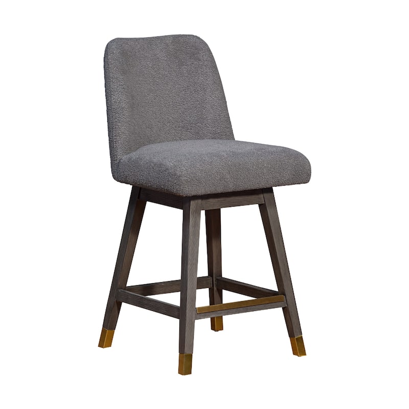 Full Back Swivel Counter Height Bar Stool with Armrest and Foam Cushion Seat Wood Frame for Kitchen - Grey-37.5"