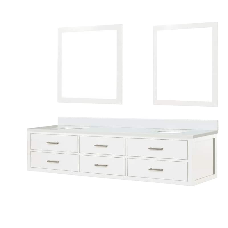 Castor 60 in W x 22 in D Black Double Bath Vanity, Cultured Marble Top, and 28 in Mirrors