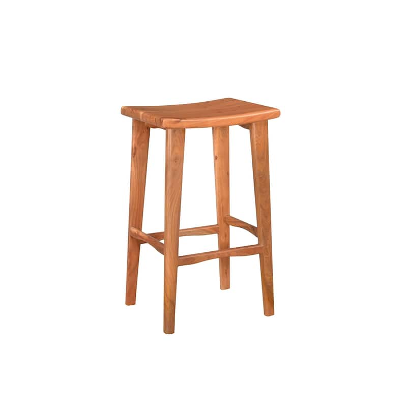 HomeRoots 32" Brown Solid Wood Backless Counter Height Bar Chair