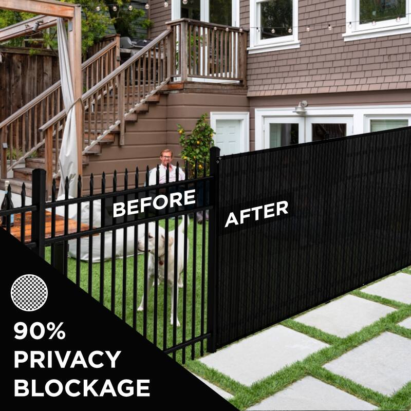 Boen Privacy Screen Netting Black 6' x 15' with Reinforced Grommets - N/A