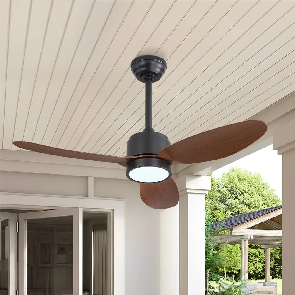 MLiAN 42 in 3 ABS Blades Indoor and Outdoor Ceiling Fan with Integrated LED and Remote Downrod