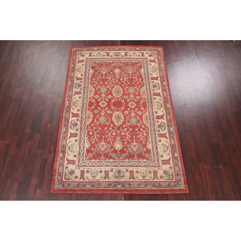 Vegetable Dye Nepalese Oriental Area Rug Hand-knotted Wool Carpet - 6'1" x 9'4"