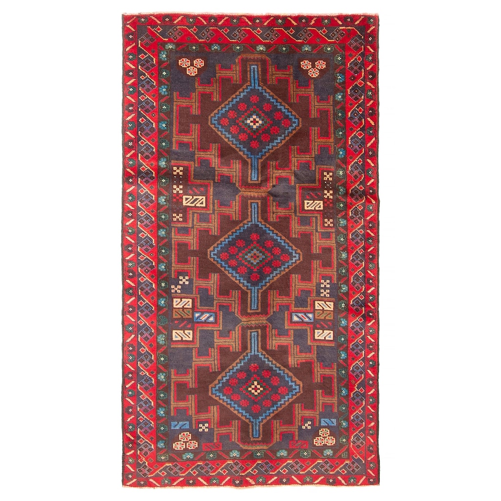 ECARPETGALLERY Hand-knotted Teimani Navy Wool Rug - 3'5 x 6'3
