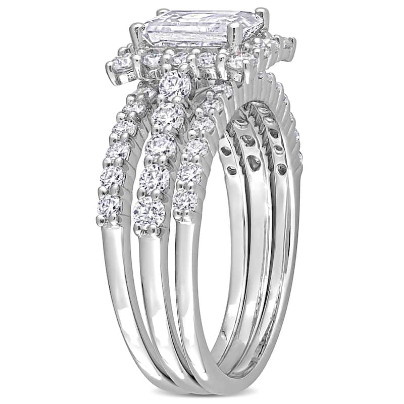 Miadora 2 1/10ct DEW Octagon-cut Moissanite Halo Bridal Ring Set in Sterling Silver