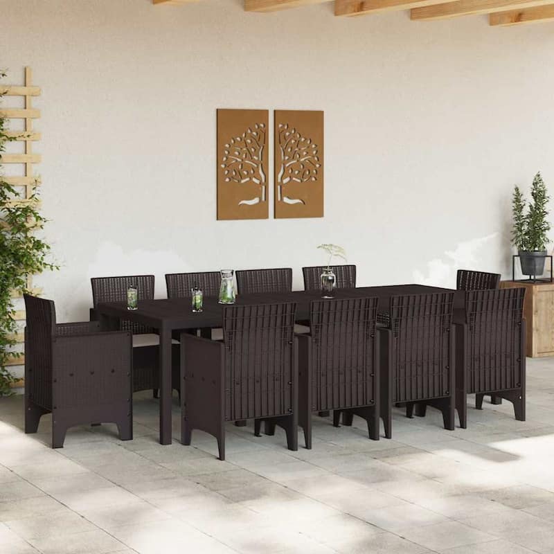 vidaXL Garden Dining Set 9/11 pcs Anthracite/Brown Polt rattan - 250 x 100 x 73 cm