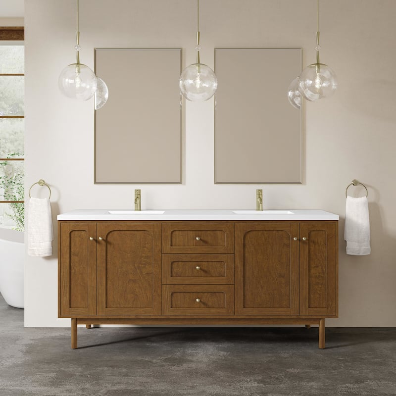 James Martin Vanities 545-V72-1WZ Laurent 72" Double Basin Poplar Wood