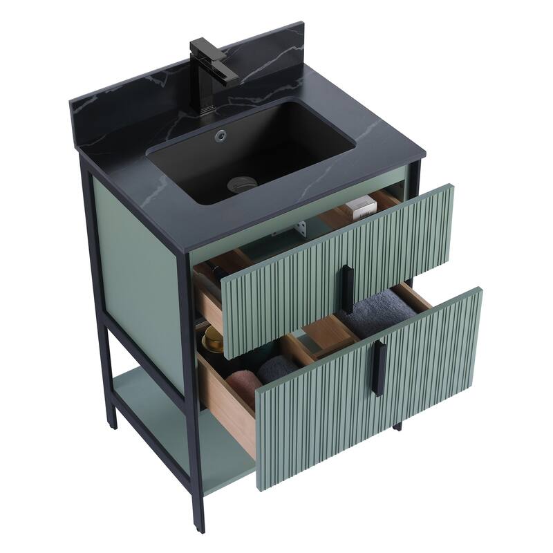 Fine Fixtures Serenity Modern Bathroom Vanity with Black Sintered Stone Top