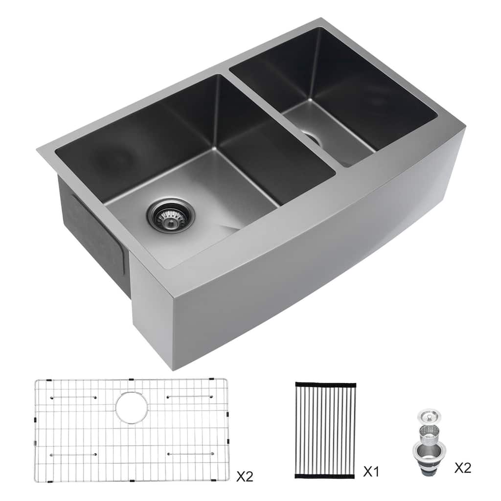 36 Inch Stainless Steel Double Bowl Farmhouse Kitchen Sink