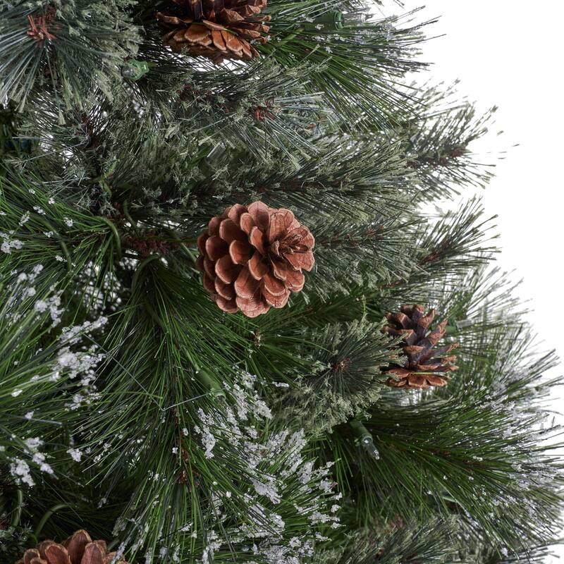 9' Cashmere and Snow Bristle Mixed Tree with 105 Pine Cones and 1200Clear Lights-UL,2317tips