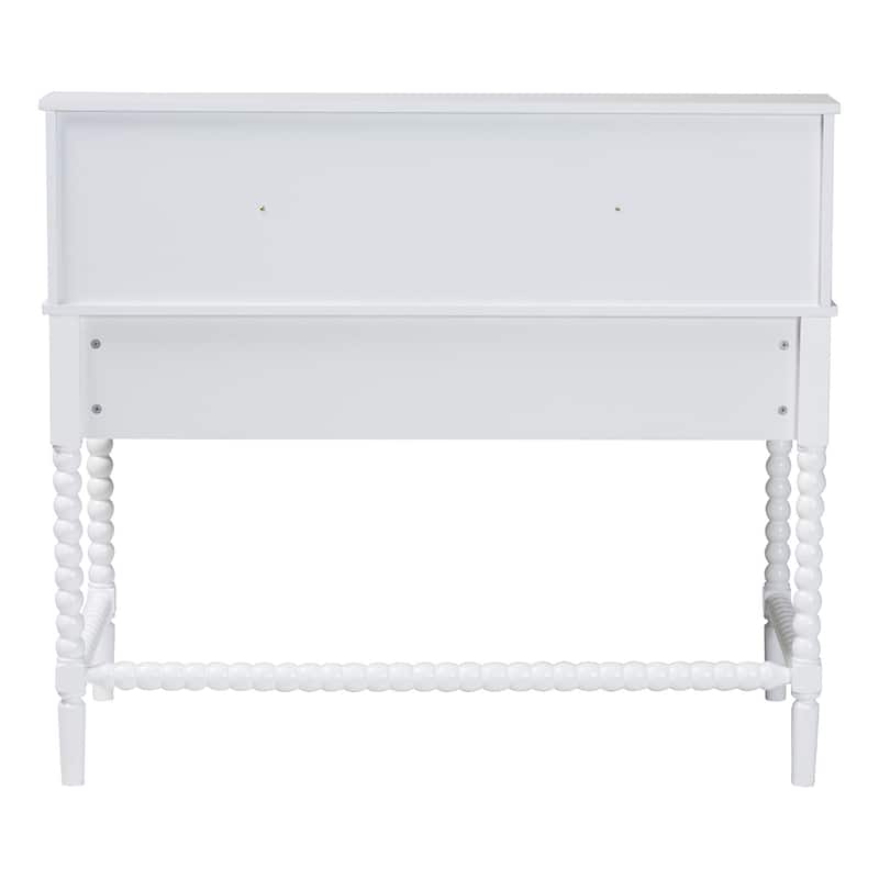 Archwood Writing Desk with Hutch - 3-Drawer Wood Desk with Bobbin Design for Home Office or Bedroom Workspace, White