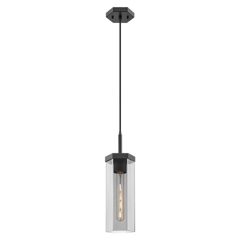 Innovations Lighting Downtown Urban - Blakeley - 1 Light 5" Cord Hung Pendant - Matte Black/Light Smoke Shade