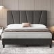 preview thumbnail 8 of 14, Grey Velvet Upholstered Platform Bed Frame with Wooden Slats
