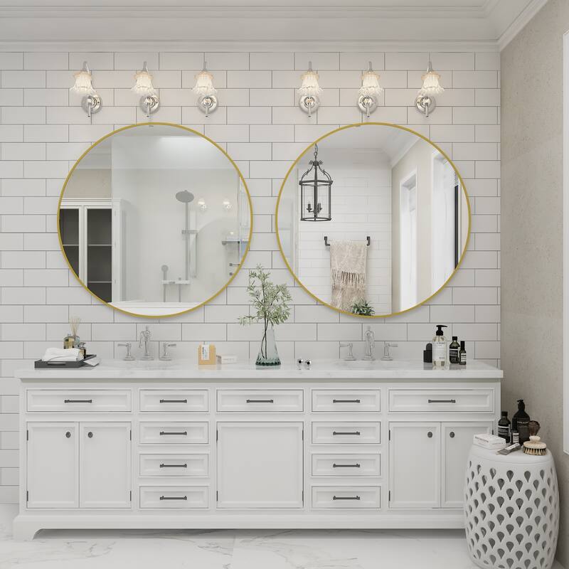 KIOTEE Full Length Round Aluminum Alloy Framed French Cleat Mounted Wall Decor Bathroom Vanity Mirror with 5-Year Warranty