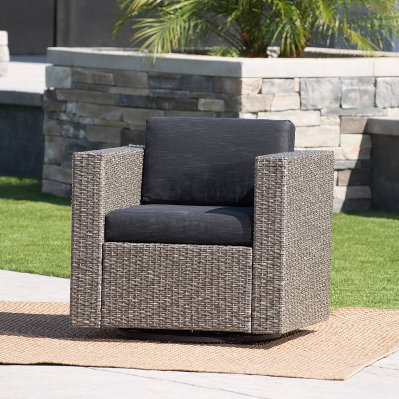 Puerta Outdoor Wicker Swivel Club Chair by Christopher Knight Home