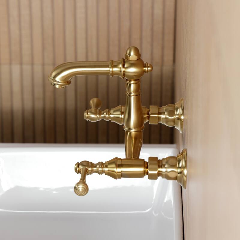 Kingston Brass English Country Two-Handle 2-Hole Wall Mount Bathroom Faucet