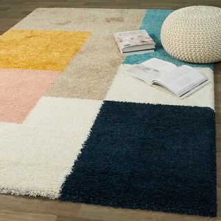 Joshua Modern Color Block Shag Area Rug - On Sale - Bed Bath & Beyond ...