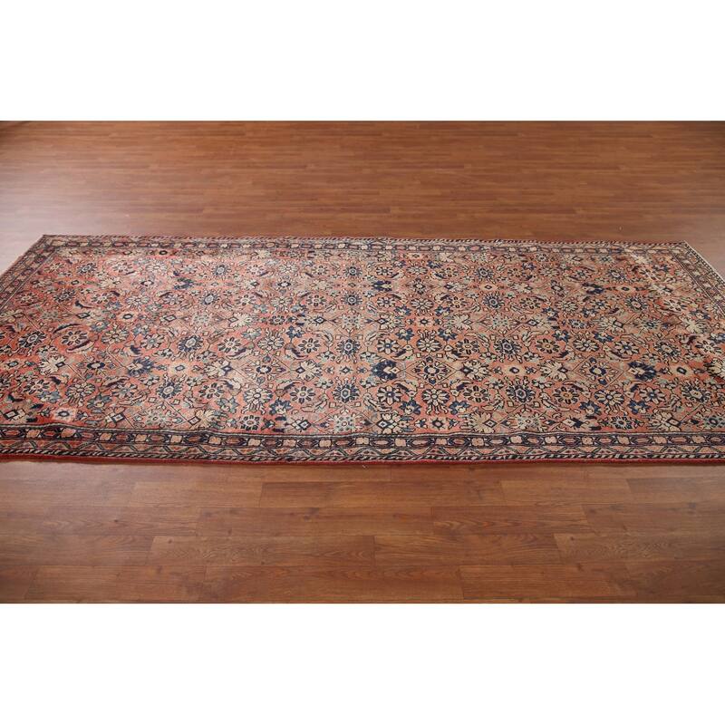 Hand Knotted Oriental 100% Wool Carpet Traditional All-Over Coral Mahal Area Rug - 10' 4'' X 4' 7''