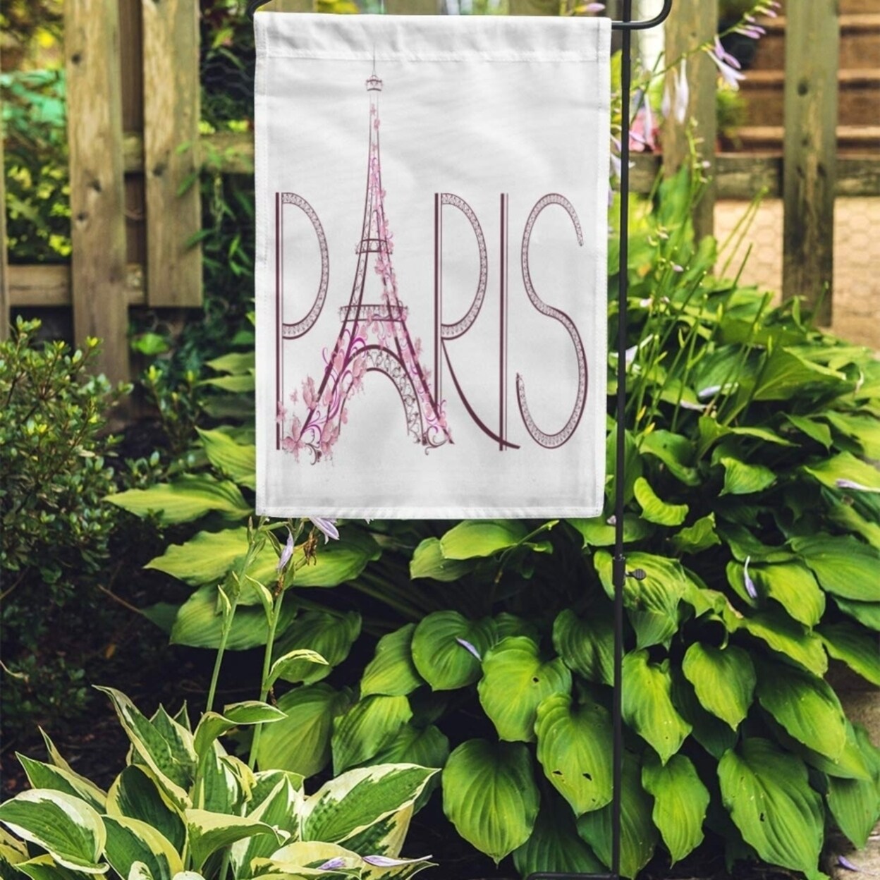 Pink Abstract Tower Eiffel Paris Lettering Butterfly Architecture Vintage Garden Flag Decorative Flag House Banner 28x40 Overstock 31371213