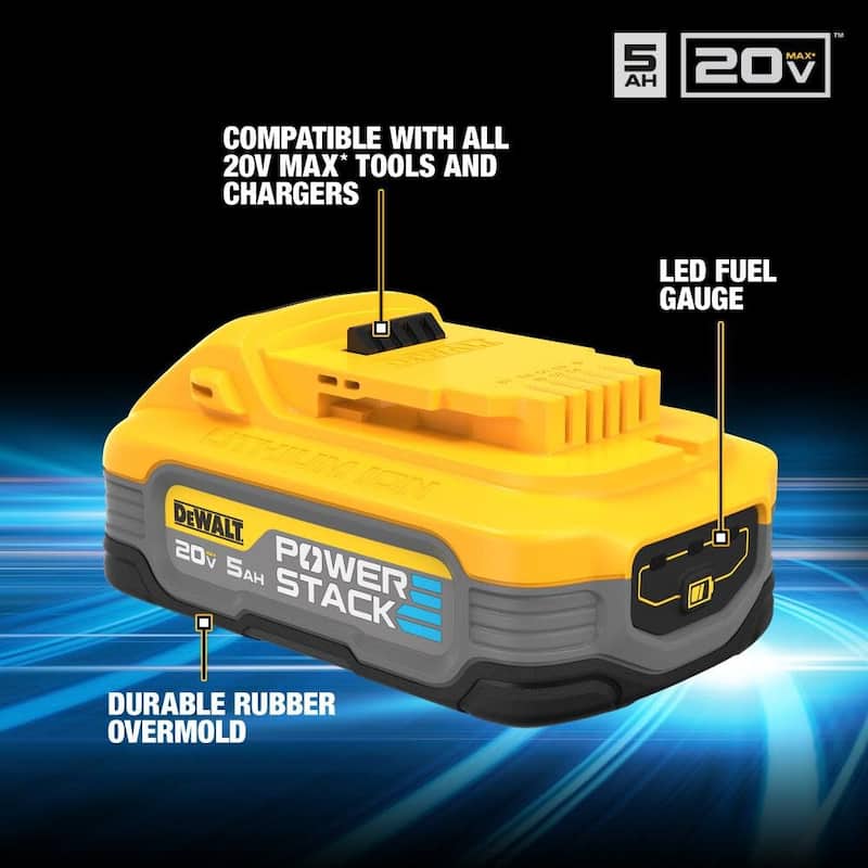 Dewalt Powerstack 20V MAX Battery, Rechargeable, 2-Pack