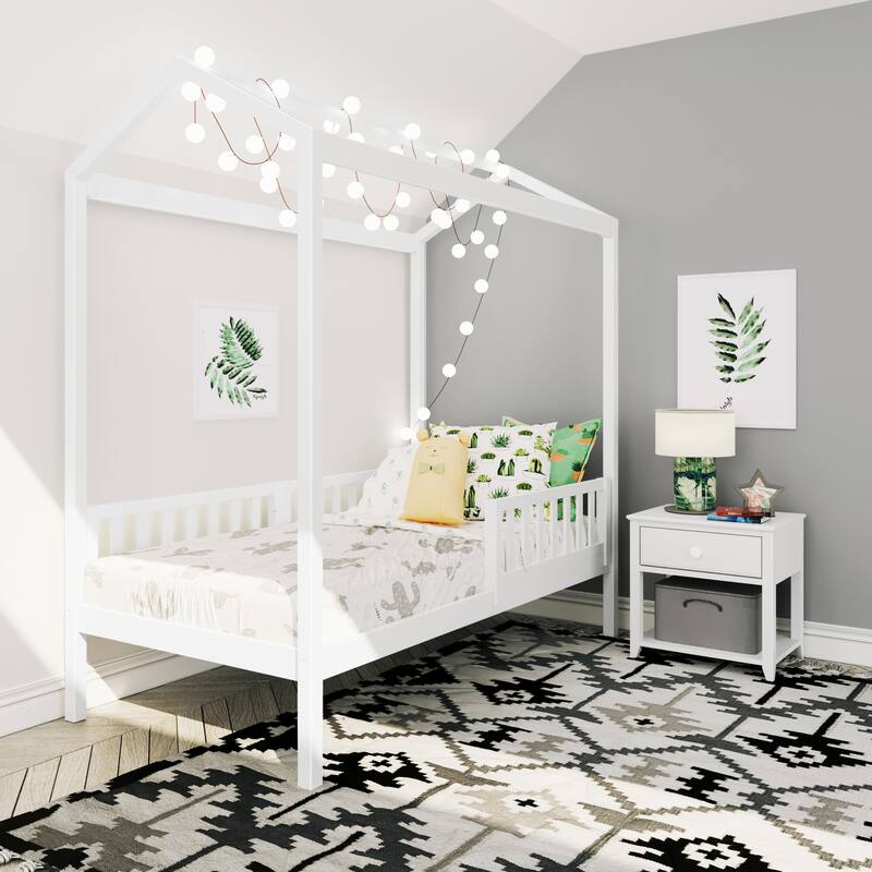 Max and Lily Twin House Bed with Guard Rail