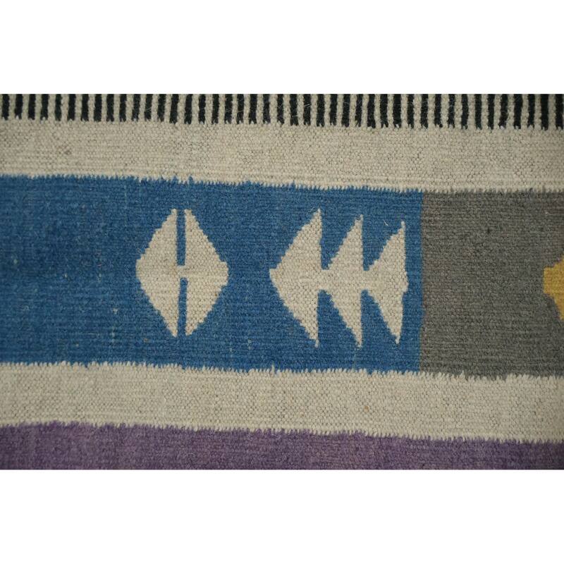 Hand Woven Oriental 100% Wool Carpet Southwestern Tribal Black Kilim Area Rug - 10' 2'' X 8' 6''
