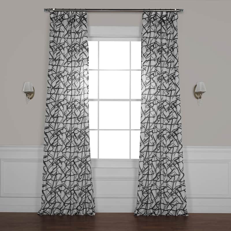 Exclusive Fabrics Matrix Printed Faux Linen Sheer Curtain (1 Panel)