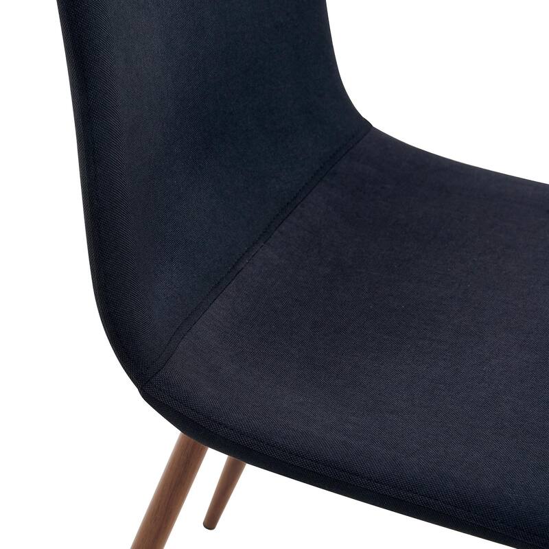Luxury Simple Chair - Set of 4 BLACK Linen-Cotton Material High Resilience Dining Chair with Metal Walnut Color Leg.Inte