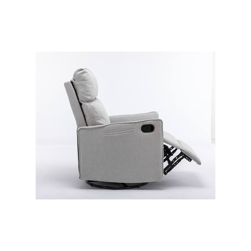 Cotton Linen Fabric Swivel Rocking Chair