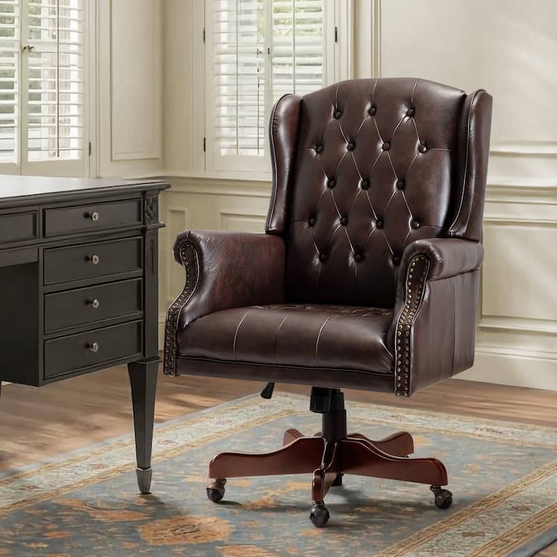 Maximiliano Modern Swivel Executive Chair with Tufted Back by HULALA HOME