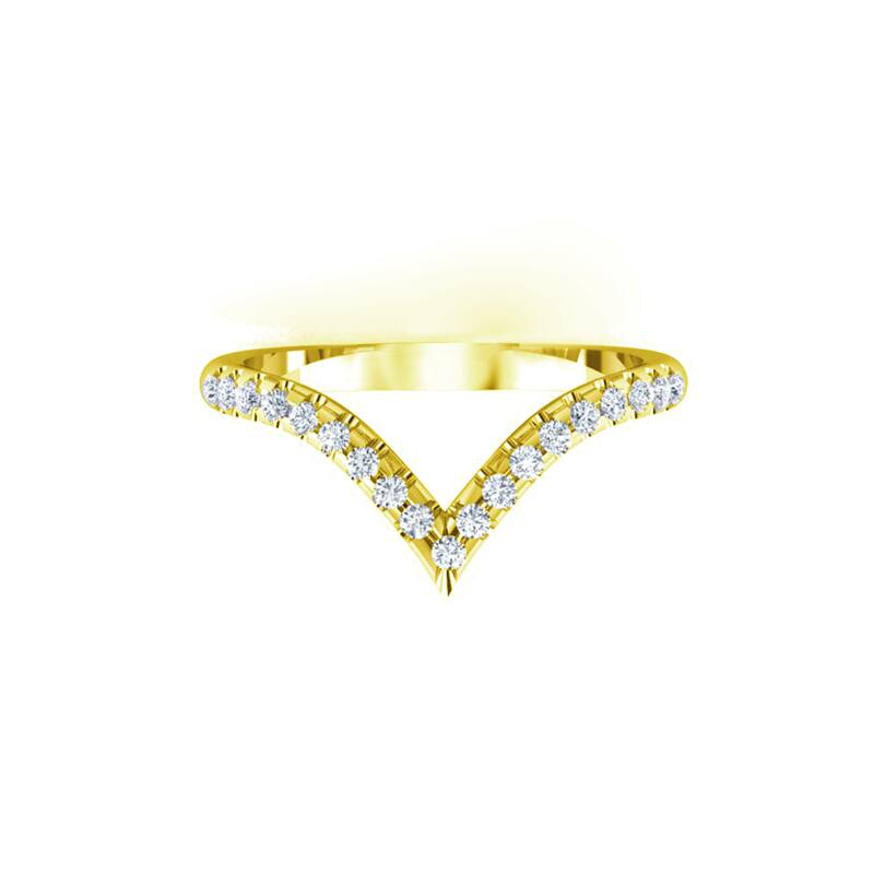 Auriya 14k Gold 1/3ctw V-Curved Diamond Wedding Band Stackable - Yellow - 5.5