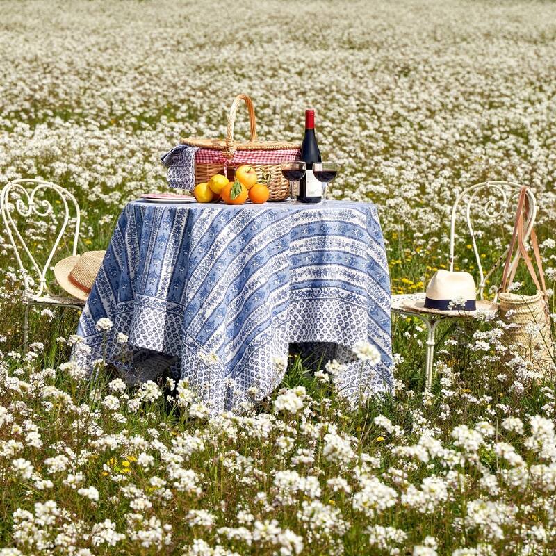 Couleur Nature Provence Avignon Tablecloth - Blue/Marine - 71" x 71" - 71" x 71"