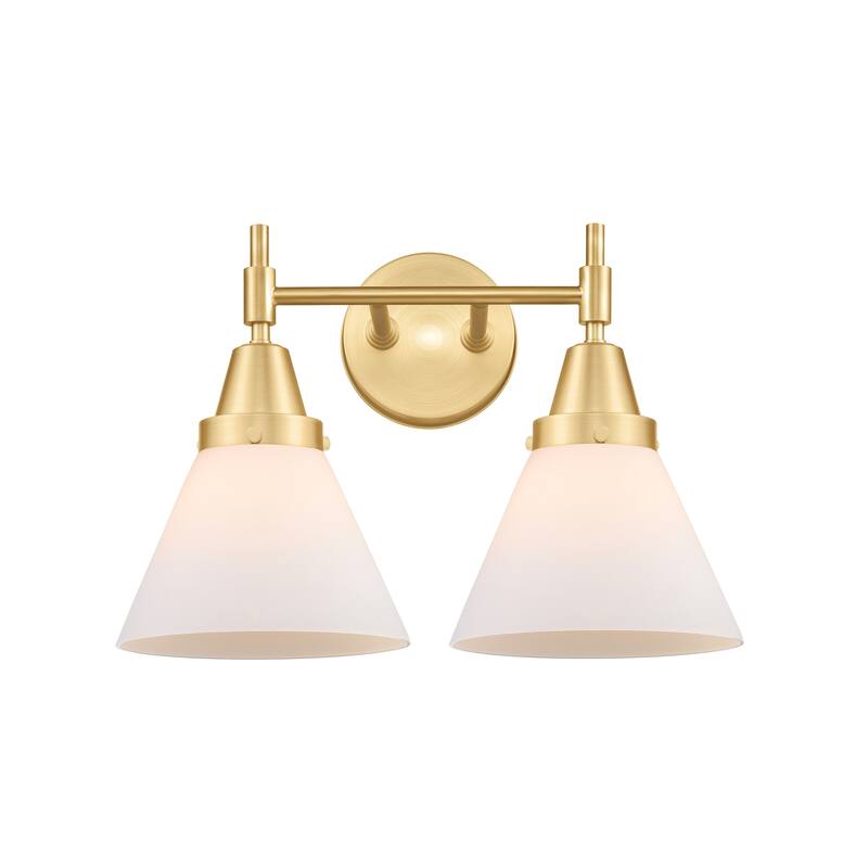 Innovations Lighting Caden Cone - 2 Light 17" Bath Vanity Light - Satin Gold/Matte White