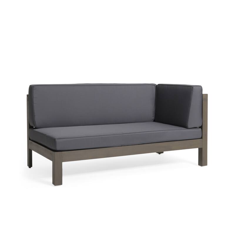 Juna Outdoor Corner Bench Set of 2, 58 Inch Modular, Gray Acacia Wood
