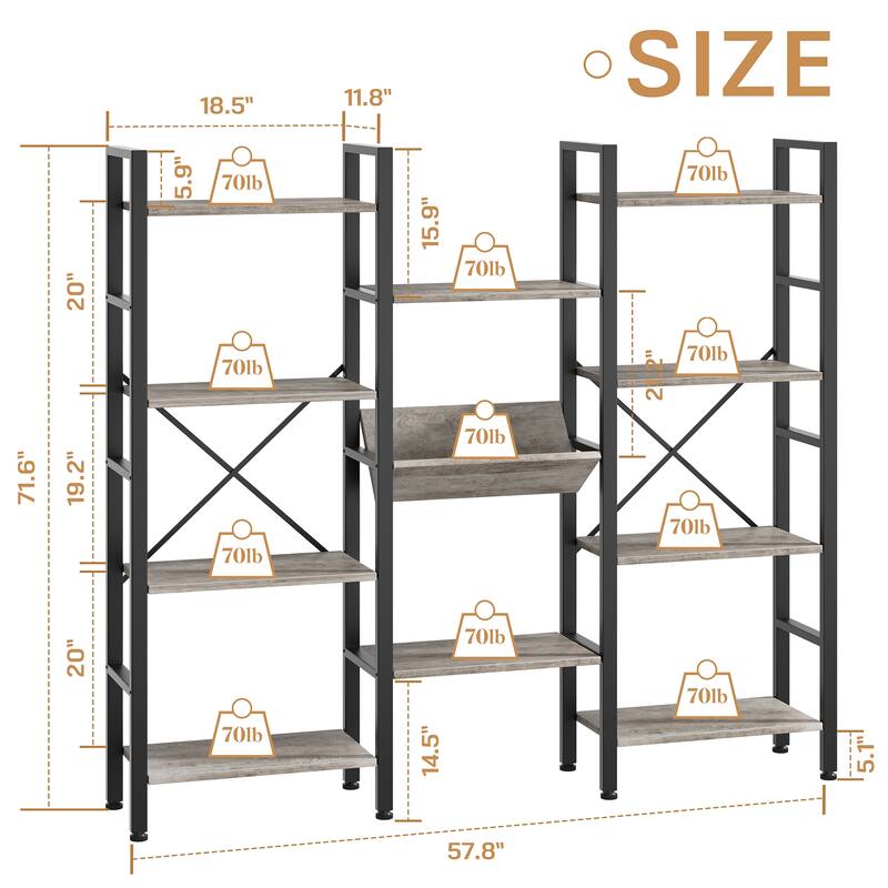 Futzca Bookshelf,Large Etagere Bookcase
