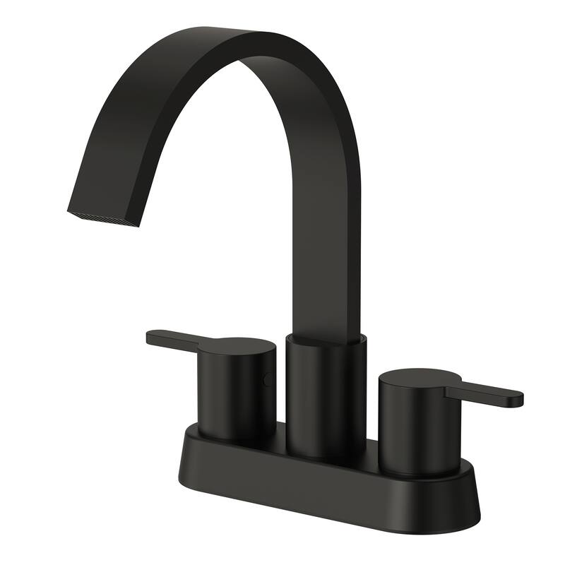 Double Handles 4 inche Centerset Bathroom Sink Faucet - Matte Black