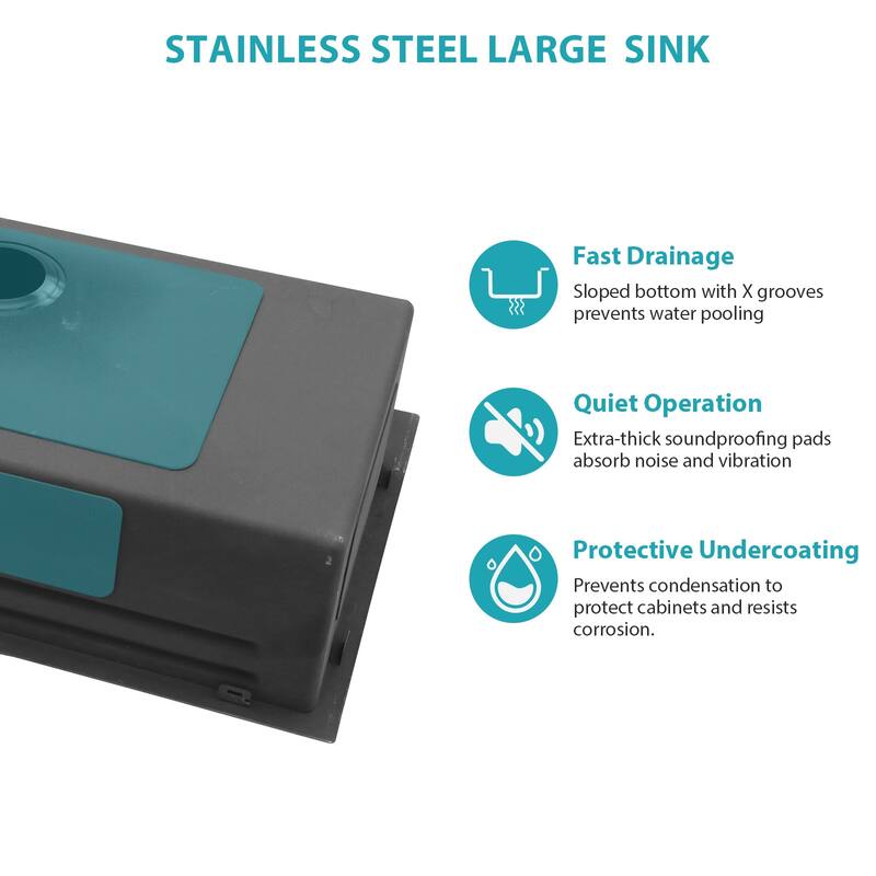 33" Drop-In 16 Gauge Single Bowl Stainless Steel Kitchen Sink - 33'' x 19.29'' x 9''