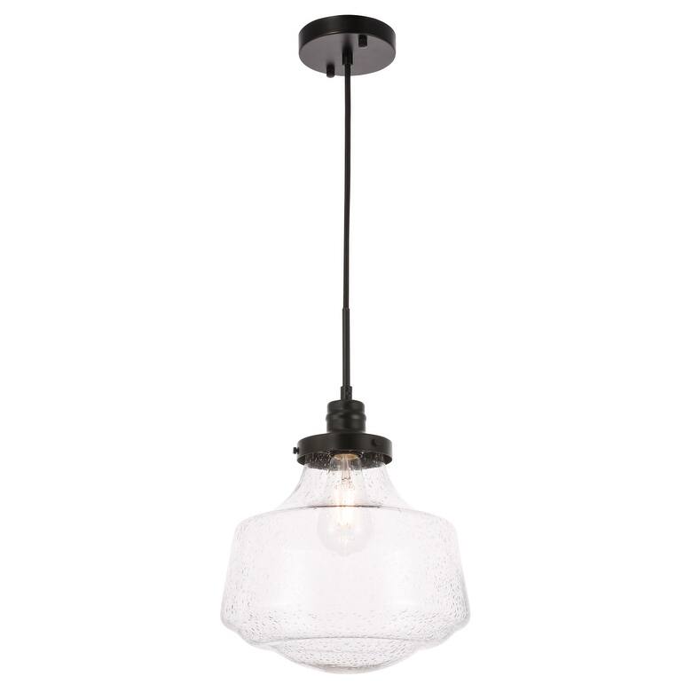 Klyli 11-inch 1-light Clear Seeded Glass Hanging Pendant