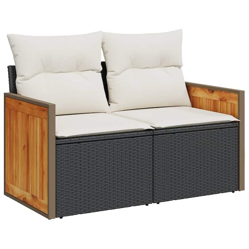 vidaXL Patio Sofa Set with Cushions Sofa Sections and Table 9 Piece Poly Rattan