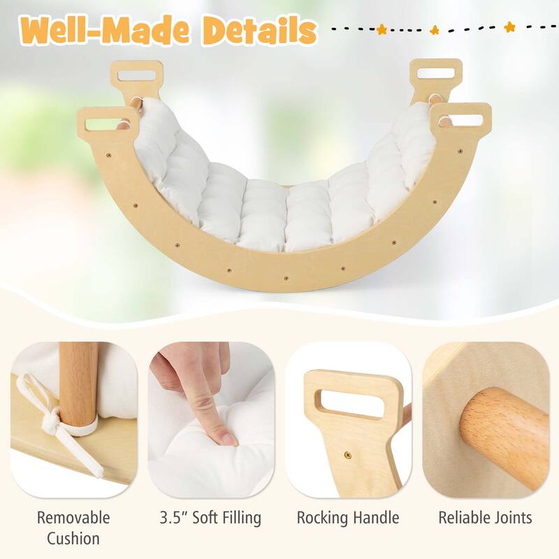 2-in-1 Montessori Wooden Arch Climbing Toys Children Learning Playset