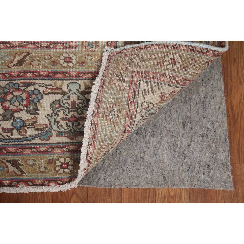Hand Knotted Oriental 100% Wool Carpet Traditional Medallion Beige & Ivories Tabriz Area Rug - 11' 7'' X 8' 3''