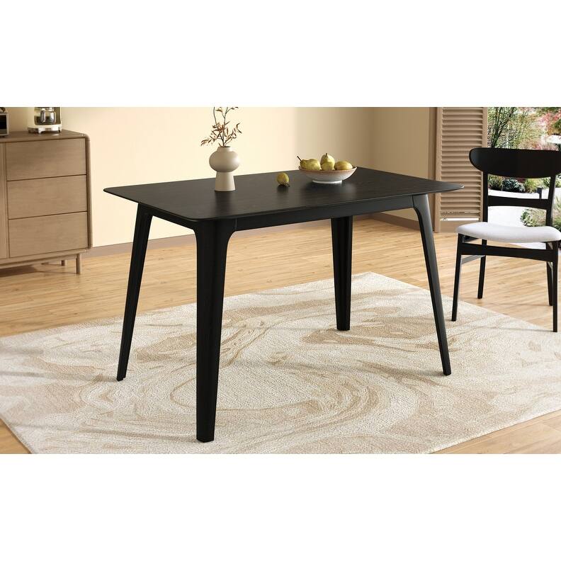 Mid-Century Modern Dining Table-Solid Rubberwood Legs & Faux Wood Top,47.2"W - Easy Assembly