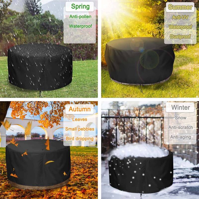 Fire Pit Cover for 36-50 inch Round Firepit, Waterproof Windproof Cover for Outdoor Patio Firepit Table